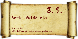 Berki Valéria névjegykártya